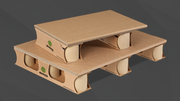 e-Pallet, cardboard pallet made of 100% corrugated cardboard. Ideal for quick installation and savings on transport and storage costs