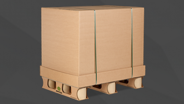 Pallet box, cardboard pallet with tray made of 100% corrugated cardboard. Lightweight, recyclable, effortless loading and improved safety